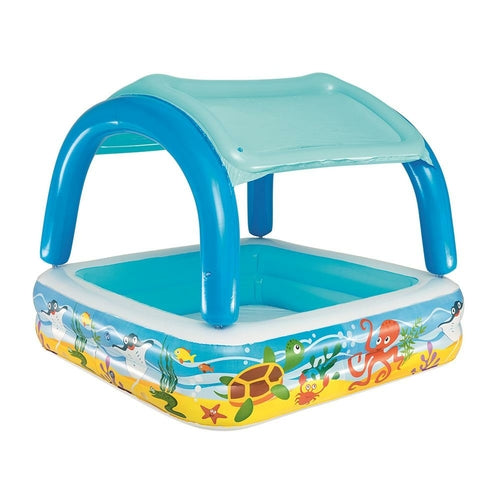 Kids Pool 140x140x114cm Inflatable Swimming w/ Canopy Play