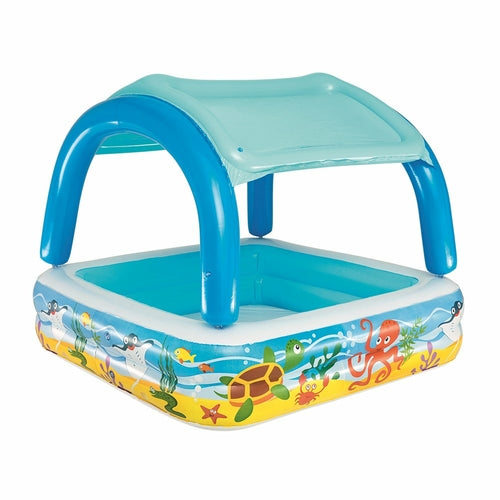 Kids Pool 140x140x114cm Inflatable Swimming w/ Canopy Play