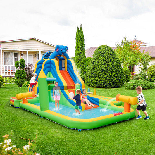 Inflatable Water Slide with Splash Pool and Climbing Wall for Oudoor Indoor without Blower-1