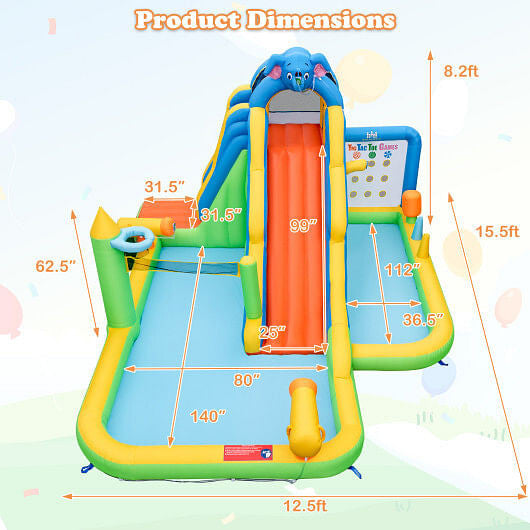 Inflatable Water Slide with Splash Pool and Climbing Wall for Oudoor Indoor without Blower-3