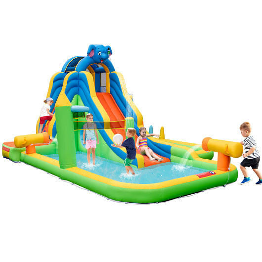 Inflatable Water Slide with Splash Pool and Climbing Wall for Oudoor Indoor without Blower-0