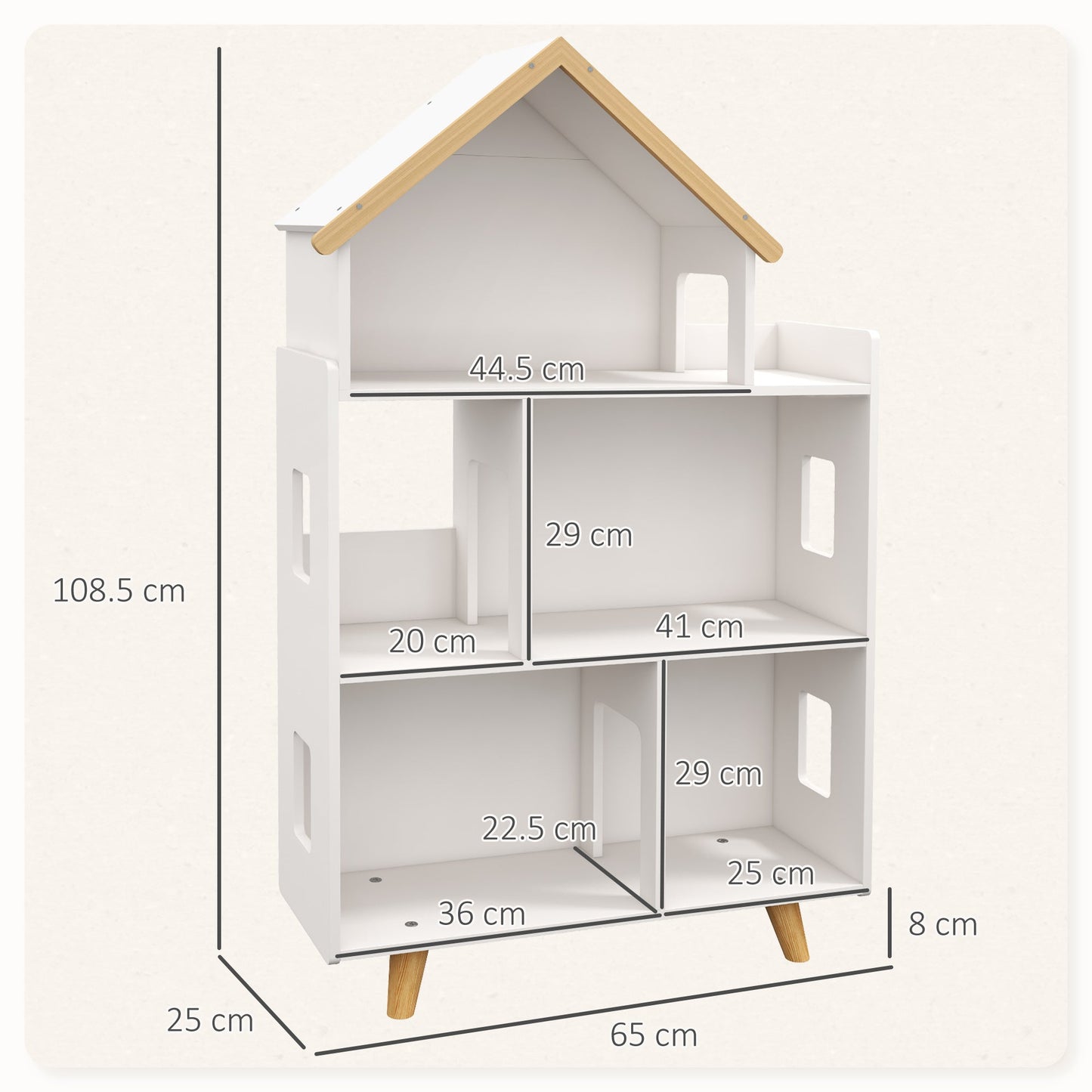 3 Tier Toy Storage Shelf With 6 Cubby Organisers White-2