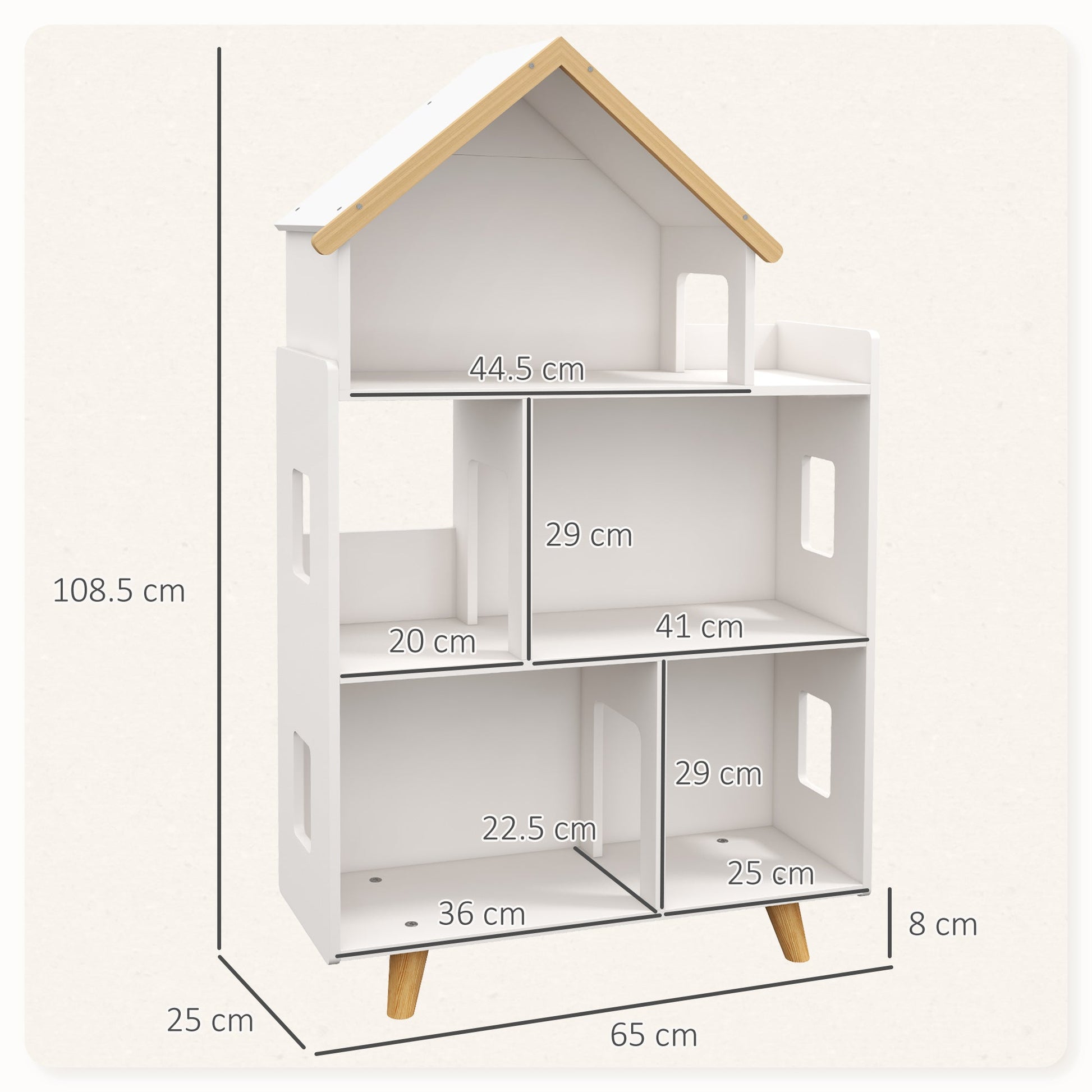 3 Tier Toy Storage Shelf With 6 Cubby Organisers White-2