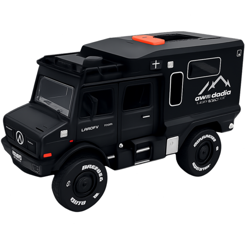 Black Off-Road Camper Van Toy Model
