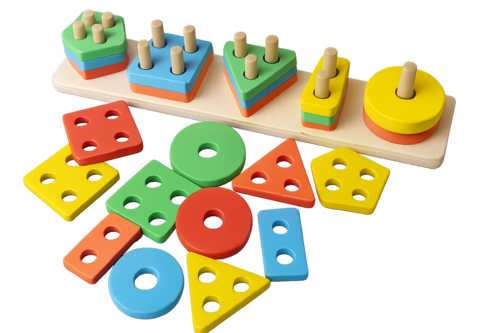 Wooden Shape Sorting Puzzle for Toddlers – Educational Stacking Toy